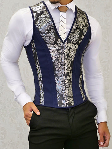 White Latex waist cincher Vest - Mens Corset Vest – Miss Leather Online